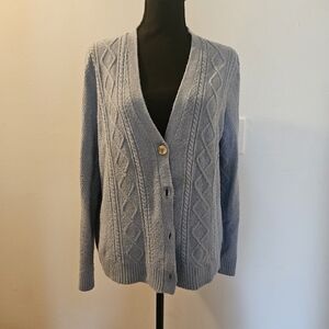J. Jill Light Blue Cable Knit Cardigan